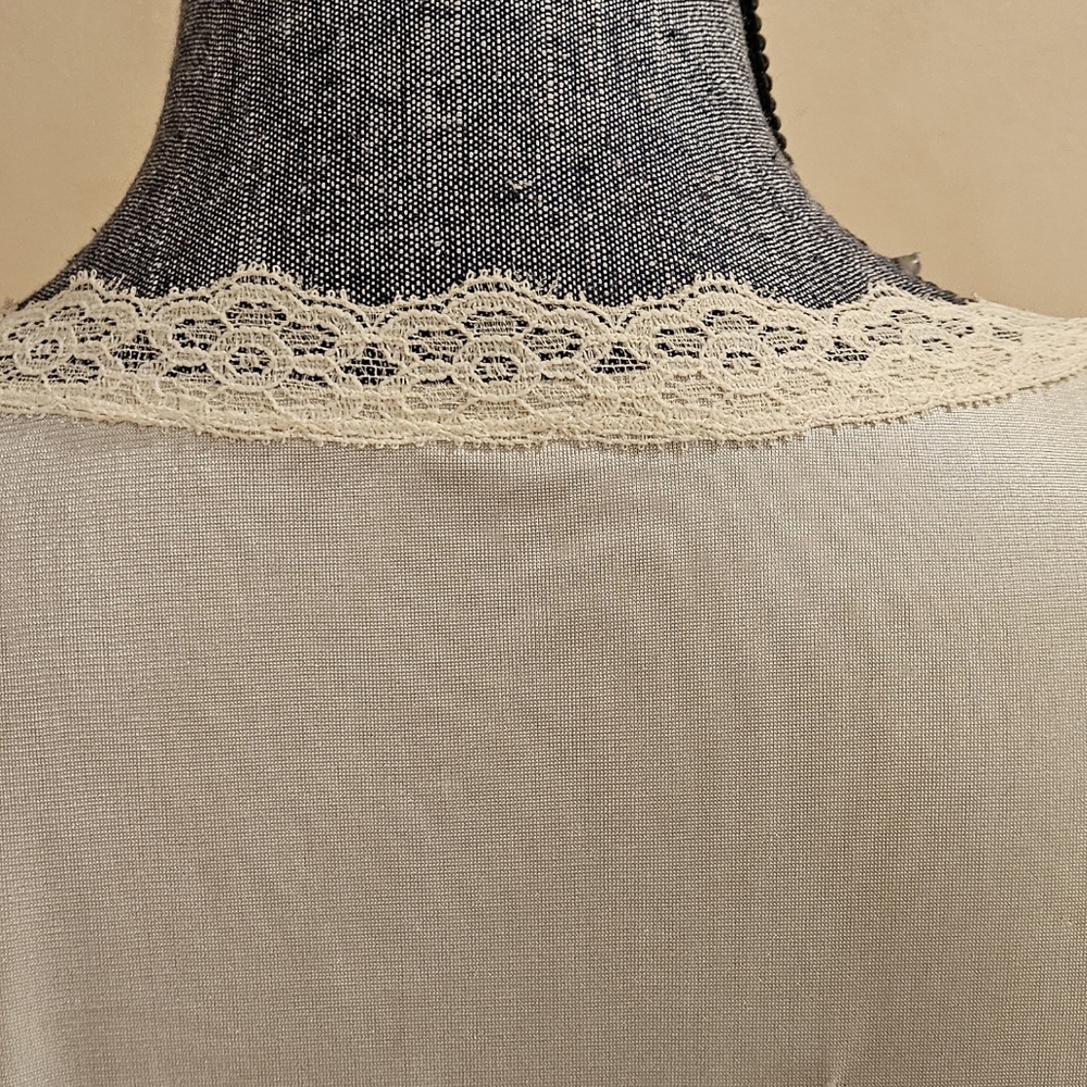 Vintage JCPenney Ivory Nylon Nightgown Lace Smocked Long Sleeve M - Picture 10 of 10